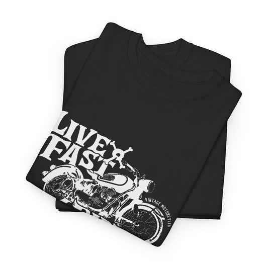 Live Fast Ride Free Biker Graphic Black T-Shirt