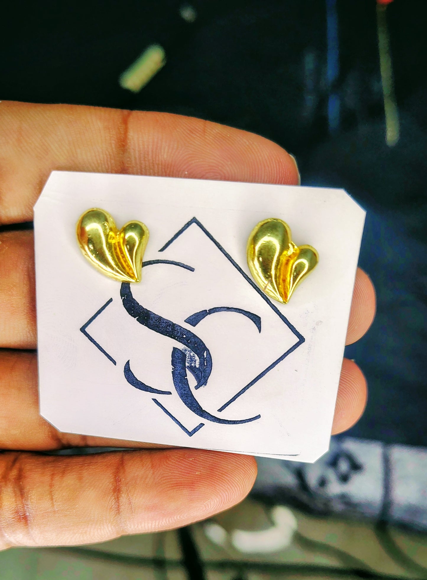 Bold Gold Finish Abstract Stud Earrings