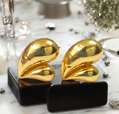 Bold Gold Finish Abstract Stud Earrings