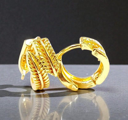 Textured Gold Finish Chunky Hoop Earrings