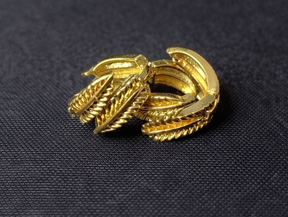 Textured Gold Finish Chunky Hoop Earrings