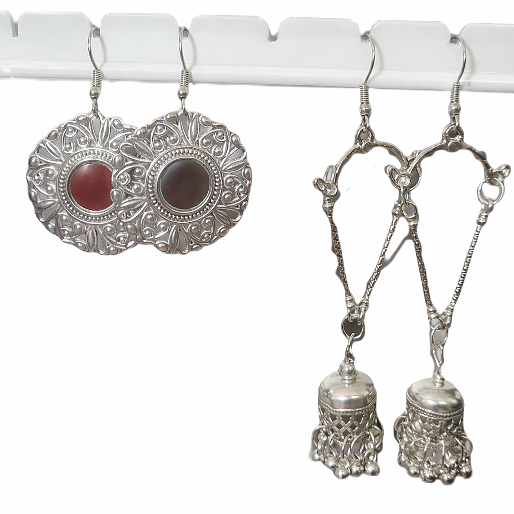 Oxidised Silver Ethnic Earrings Combo Set (2 Pairs)