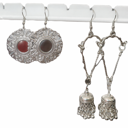 Oxidised Silver Ethnic Earrings Combo Set (2 Pairs)