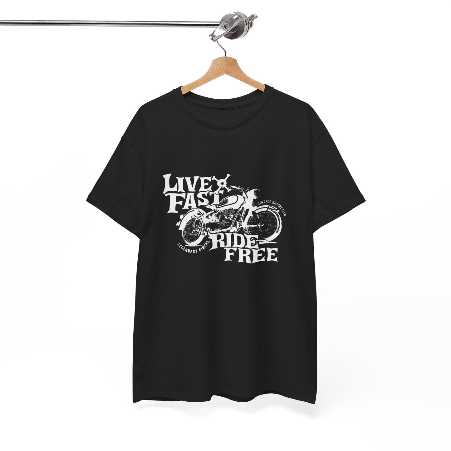 Live Fast Ride Free Biker Graphic Black T-Shirt