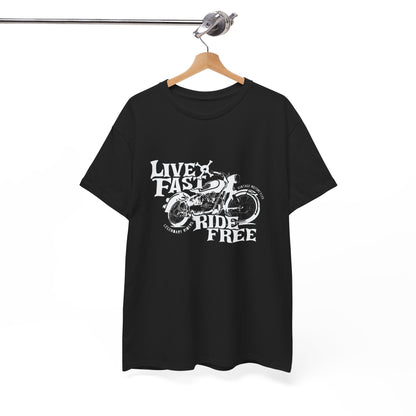 Live Fast Ride Free Biker Graphic Black T-Shirt