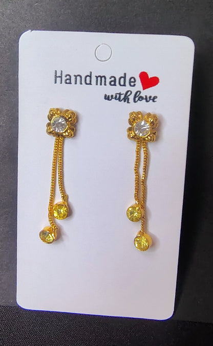 Minimal Floral Gold Chain Drop Earrings