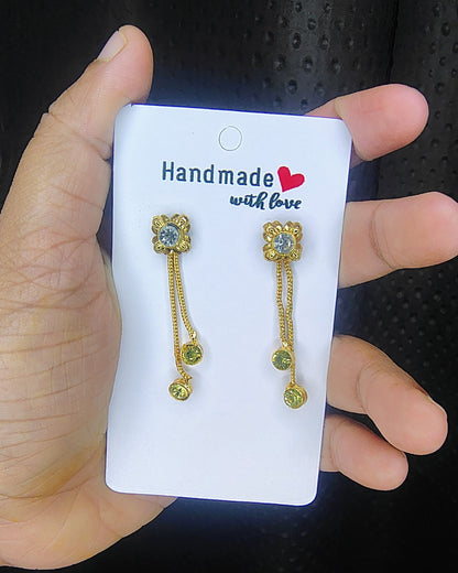 Minimal Floral Gold Chain Drop Earrings