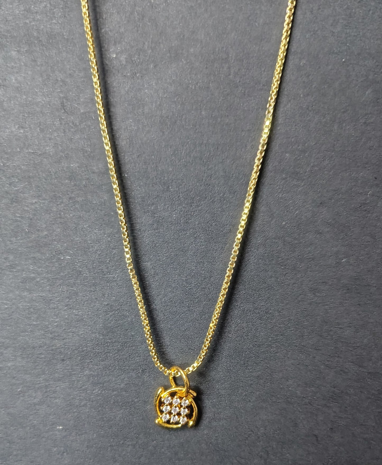 Gold Finish Minimal Crystal Circle Pendant Necklace