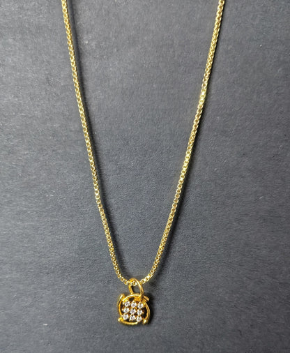 Gold Finish Minimal Crystal Circle Pendant Necklace