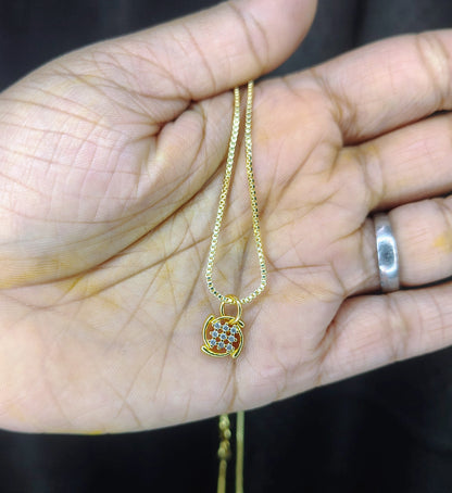 Gold Finish Minimal Crystal Circle Pendant Necklace