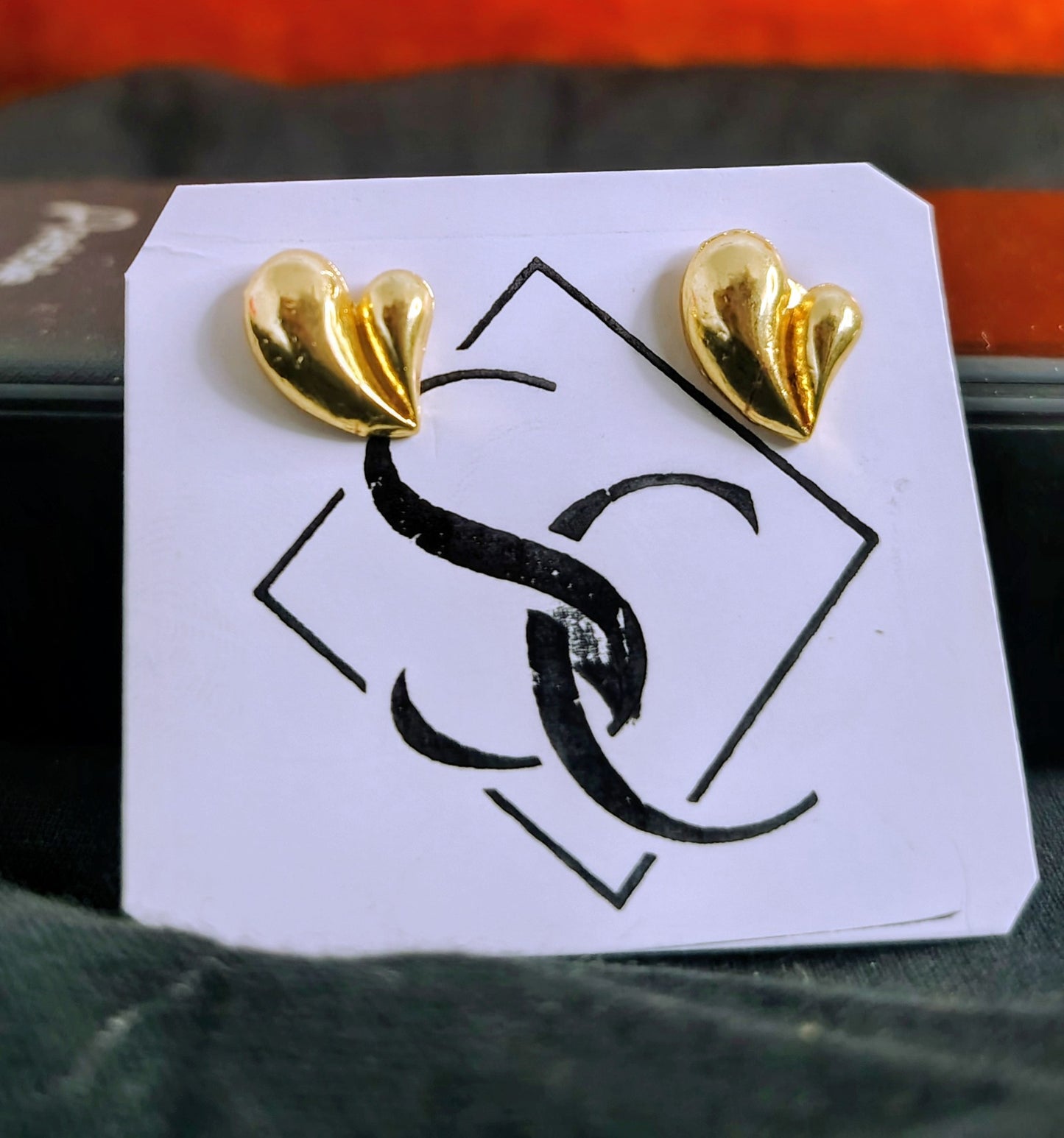 Bold Gold Finish Abstract Stud Earrings