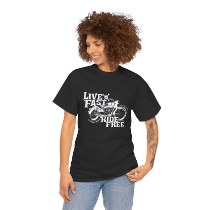 Live Fast Ride Free Biker Graphic Black T-Shirt
