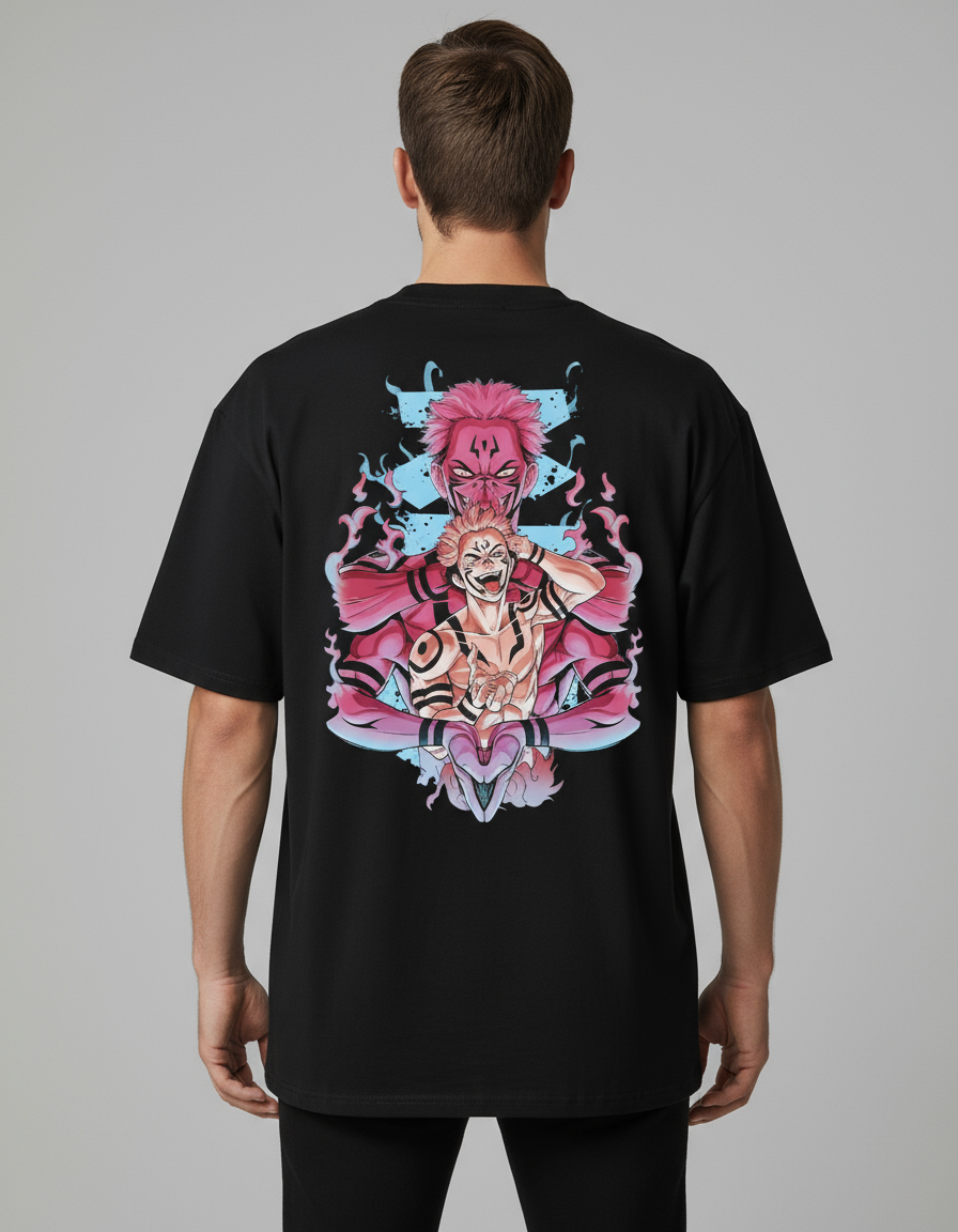 Sukuna Cursed King Back Print Black T-Shirt