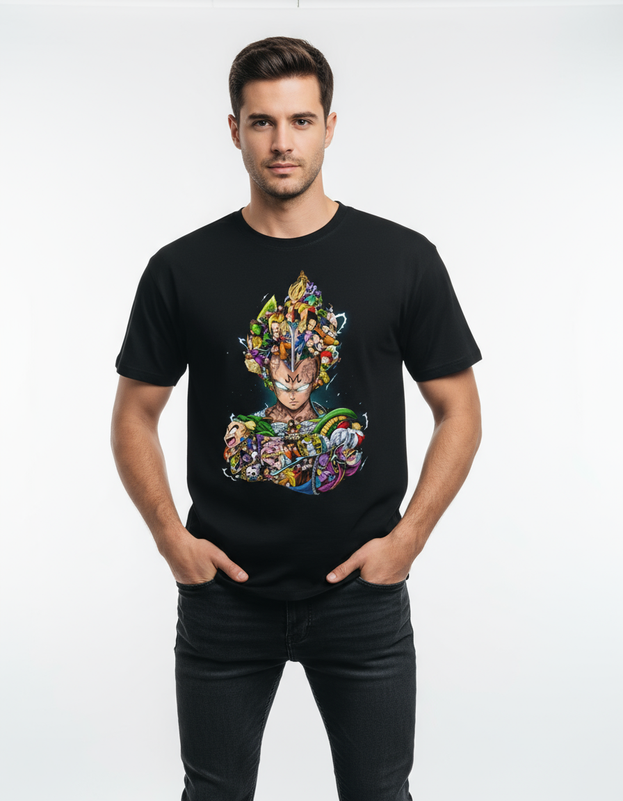 Vegeta Power Collage Anime Black T-Shirt